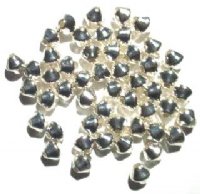 50 6mm Bright Silver Plated Smooth Bicone Beads